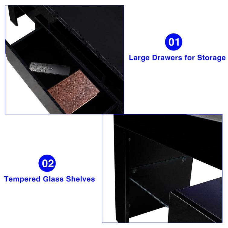 Orren Ellis TV Stand with LED RGB Lights, Modern Entertainment Centre